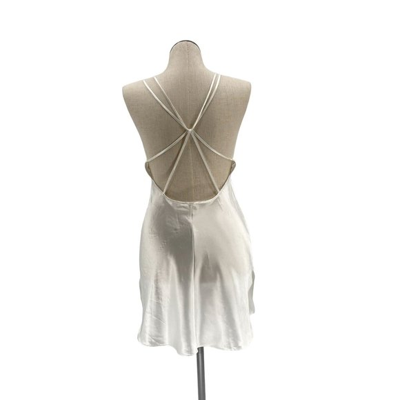 Vintage 70s 80s California Dynasty White Lace and Satin Rose Lingerie Slip Dress - Picture 4 of 8